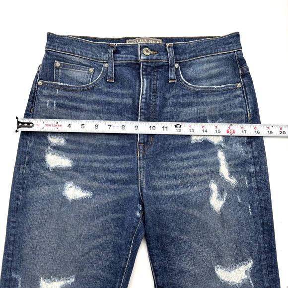 2018 Point Sur Denim Med Wash Distressed High Rise Cropped Jeans 30x26" USA Made - Picture 8 of 15
